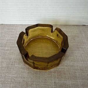 Vintage Blenko Panel Pebble Amber Glass Ashtray